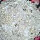 9 Inch White Bridal Flower Wedding Bouquet Brooch use Swarovski Crystal Made Pearl Rhinestone Always Love You -6