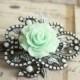 Wedding Hair Accessories Mint Green Rose Hair Clip Bridesmaid Gift Bridal Hair Pin Pastel Green Shabby Chic Vintage Style Flower Girl