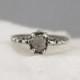 Raw Diamond Engagement  Ring - Oxidized Silver Filigree Wedding Ring - Raw Gemstone Ring - April Birthstone - Antique Style Engagement Ring