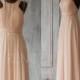 2015 Peach Bridesmaid dress, Peach Spaghetti Strap Chiffon dress, Long Wedding dress, Pleated Party dress, Formal dress, Prom dress (F065A1)