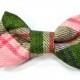50% off SALE Men College green and pink bowtie - Baby, toddler boys tie Kids Clip-On Bow Tie