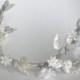 Wedding headpiece / White and silver bridal wreath / Floral crown / Bridal Millinery/ Woodland bridal headpiece