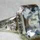 Aquamarine Ring Art Deco Aquamarine Engagement Ring Art Deco Ring Belais Orange Blossom Filagree Ring in 14k White Gold 1920's