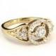 Diamond Engagement Ring, Brillian Cut Diamond Ring,  Engagement Ring, Gold Diamond Ring, Diamond Wedding Ring, Antique Style, Statement