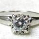 Antique Engagement Ring .50 Ct Diamond Art Deco Engagement Ring Transitional Cut Diamond 14K White Gold Orange Blossom Engagement