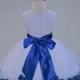 White Flower Girl dress sash pageant petals wedding bridal party children bridesmaid toddler elegant sizes 6-18m 2 3 4 5 6 8 10 12 14 