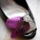 Peacock Feather Shoe Clips, Bridal shoe clips, wedding accessory, peacock, purple, plum, accessories - PLUM LOVE Shoe Clips