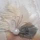 Feather, weddings, Hair, Accessories, wedding, accessory, grey, bridal, clip, gray, peacock, ivory, brides - GRAY & IVORY Beauty
