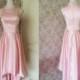 Women Blush Pink Dress, High Low Long Party Dress, Taffeta  Dress, Jewel Neck Party Dress, Elegant Audrey Hepburn Dress, Pink Wedding Dress