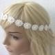 Bridal Headband, Country Bride, Lace Ivory Wedding Head Piece, bridal Hair accessory, Hippie headband flowergirl