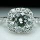 Diamond Engagement Ring Round Brilliant Halo Ring 14k White Gold Natural Diamond Wedding Set Available