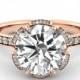 1.00 CT Natural Flower VS Diamond Filigree Engagement Ring 14k Rose Gold Large Diamond Ring