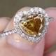 Natural Yellow Diamond Heart Ring - 14K White Gold Engagement Ring