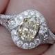 1.76 ct NATURAL YELLOW Oval Cut Diamond Solitaire Ring 18K White Gold