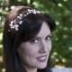 White Bridal Head Piece with glass leaves, Hair Vine, Bridal Accessories