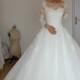 Vintage Real Image Plus Size Tulle Wedding Dresses With Long Sleeves Lace Applique Sequins Scoop Bridal Dress Ball Gowns Vestido De Novia Online with $131.73/Piece on Hjklp88's Store 