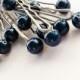 Navy Blue Pearl Hair Pins Swarovski  Petrol (set of 12) -- wedding hair accessory
