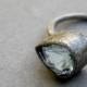 aquamarine engagement wedding ring modern eclectic organic sea sky water lover diamond alternative oxidized sterling march birthstone
