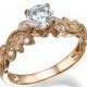 Engagement ring moissanite, Moissanite ring, Wedding ring, Rose Gold Ring, Rose Gold Engagement Ring, leaf Ring, Antique Ring, Vintage Ring