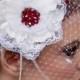 Romance in Bloom- Sculpted Vintage Lace Flower-Chenille Dot Birdcage Bridal Veil-Fascinator-CRBoggs Designs Original