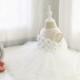 Newborn Tutu with flower sash,Birthday Dress 2 Year Old,Glitz Pageant Dress,Flower Girl Dress Ivory, PD039