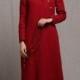 Maxi Red Dress, Draped Collar Linen Dress, Evening Dress, Long Linen Dress, Winter Dress, Large Cowl Neck and Asymmetrical front