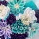 Wedding Bouquet, Brooch bouquet, purple, turquoise, white, 7 inches