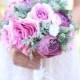 Silk Bride Bouquet Pinks and Purples Roses and Peonies Shabby Chic Vintage Inspired Rustic Wedding Keepsake Bouquet