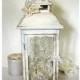 Wedding 16in Lantern Centerpiece Vintage Antique Ivory & Gold. Wedding Decor. Wedding Table Centerpieces. Centerpiece Ideas