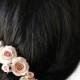 White with Pale Pink Roses Set, Wedding Hair Accessories, Wedding Hair Accessory, Bridesmaid Jewelry, Bridal hair pins, set of 5 pins