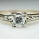Vintage Art Deco 14k White & Yellow Gold Diamond Engagement Ring Art Deco Engagement Illusion Set Diamond Ring Wedding Ring