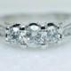 Vintage Three Stone Engagement Ring Diamond Engagement Ring 14k White Gold Vintage Jewelry Antique Engagement Ring