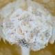 Antique White Rose & Mother's Lace Brooch Bridal Bouquet