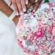 The Charisse Pink White Satin Brooch Wedding Bouquet