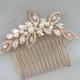 Rose Gold Hair Comb, Bridal Hair comb, Pearl Bridal Comb, Swarovski Wedding headpiece, Bridal hair clip, Linneah Rose Gold Hair Comb