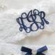 MONOGRAMMED Wedding Garter MONOGRAMMED Bridal Garter Floral Stretch Lace Bridal Garter Single Garter