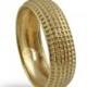 Mens Latticed Wedding Gold Ring , Convex Gold Wedding Ring , 14K Gold Wedding Band , 14K Gold Ring , Unisex Ring , Mens Band , Yellow Gold