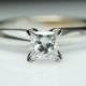 Vintage Princess Cut Diamond Engagement Ring Simple Solitaire Engagement Ring 14k White Gold Wedding Jewelry Bridal Ring