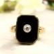 Art Deco Diamond & Onyx Ring Antique Art Deco Engagement Ring 10K Gold Filigree Antique Diamond Wedding Ring Size 5!