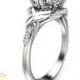 14K White Gold engagement ring  Diamond engagement Ring Leaf ring Unique Engagement Ring