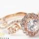 White Sapphire Engagement Ring-Rose Gold Diamond Engagement Ring-14K Rose Gold White Sapphire Engagement Ring