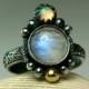 Moonstone Ring- Vintage Style Blue Moonstone Jewelry, Moonstone Wedding Ring, custom size
