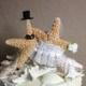 Star Fish Bride and Groom Wedding Cake Topper-Formal-Beach Themed Wedding Cake Topper