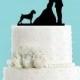 Couple Kissing with Boxer Dog Acrylic Wedding Cake Topper