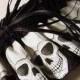 Wedding garter Goth Skull Garter Wedding Bride Black and White Punk Rocker