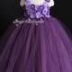 Dust Plum Eggplant Purple Violet Mixed Flower Girl Tutu Dress birthday parties dress Easter dress Occasion dress (with a matching headpiece)