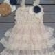 Chambray Dress-Chambray Denim Girls Lace Dress- Lace Pettidress-Country Flower Girl Dress-Rustic Flower Girl Dress-Lace Girls Dress-Burlap