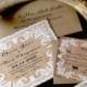 Lace and burlap Wedding invitations. Vintage. Rustic. Vintage. Outdoor wedding. Kraft. Custom.