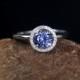 Light Blue Sapphire & Diamond Round Halo Engagement Ring 1ct 6mm 14k 18k White Yellow Rose Gold-Platinum-Custom-Wedding-Anniversary-Round cu