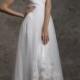 Strapless A line Asymmetric Skirt With Lace Trim Bridal Wedding Dress
